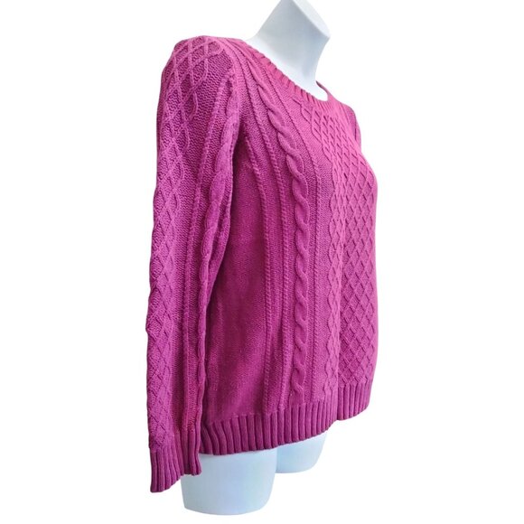 Old Navy Plus Size XL Sweater Womens Cable Knit Pullover Fuchsia Pink Crewneck - Picture 3 of 7